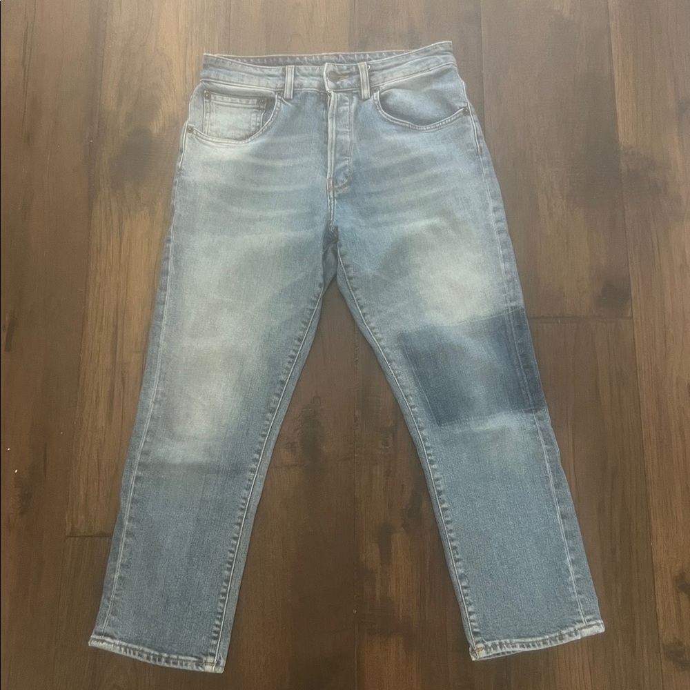 6397 Women's Cropped Ankle Patch Knee Denim Jeans Size 26